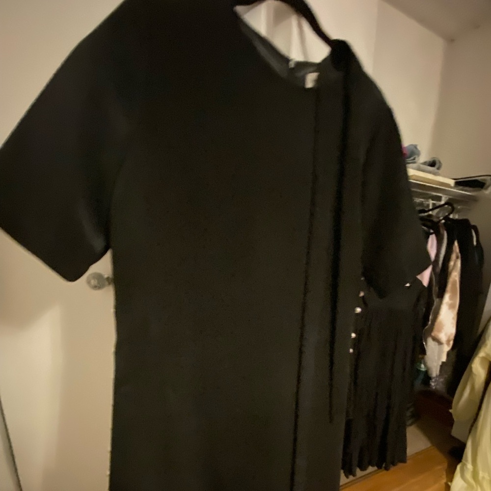 Beautiful material black dress with pearls!!
